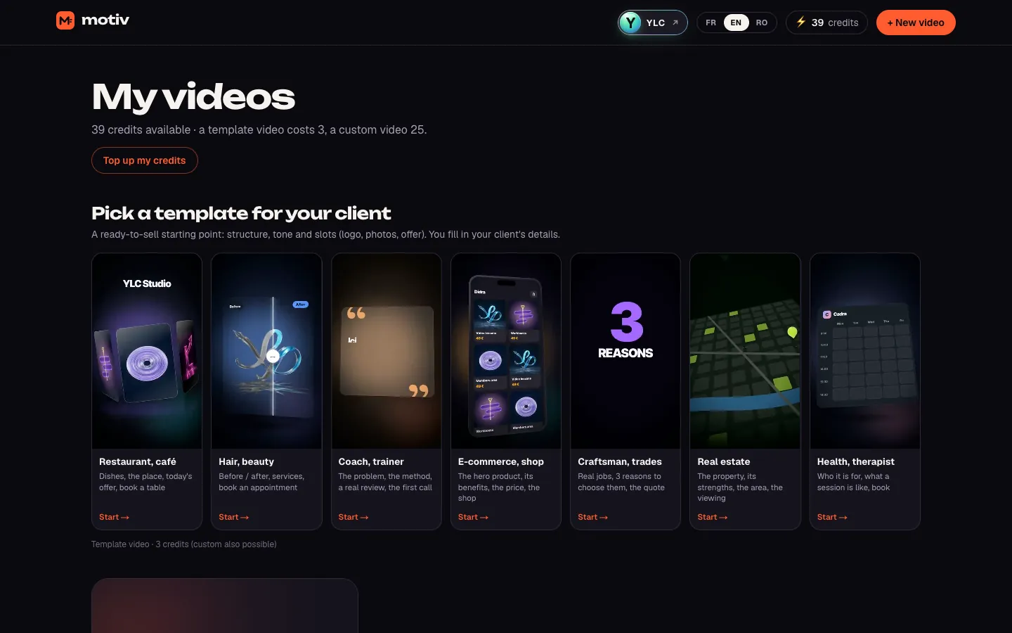 The home screen of Motiv