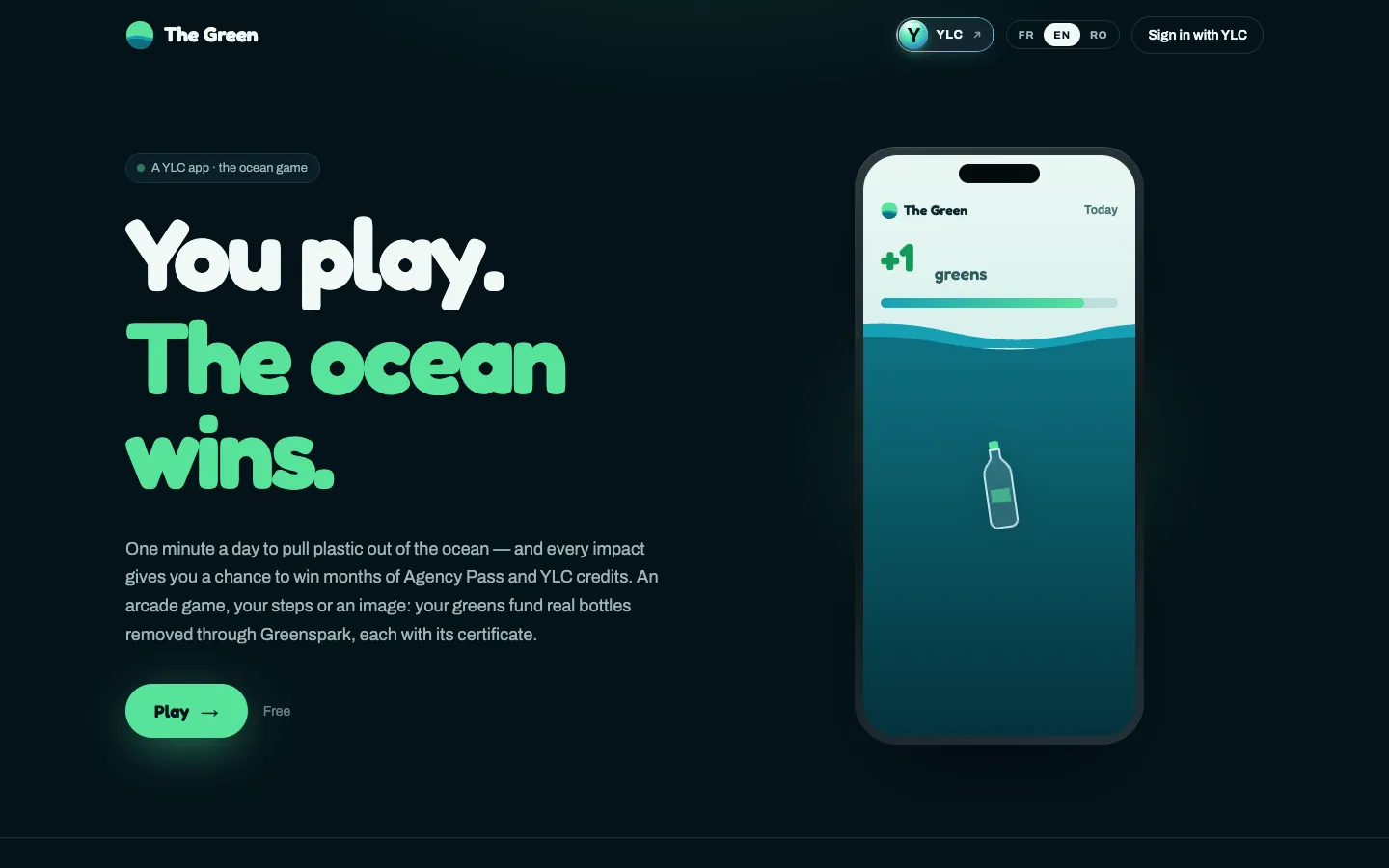 The home screen of The Green