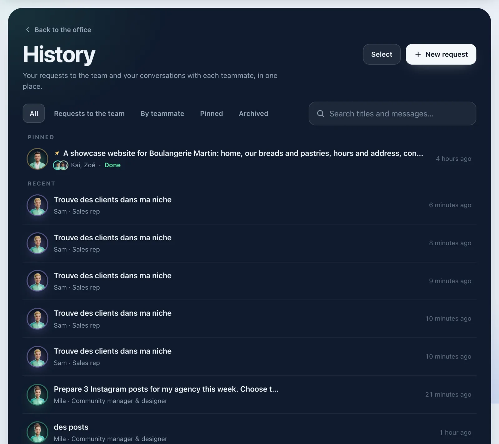 The History page