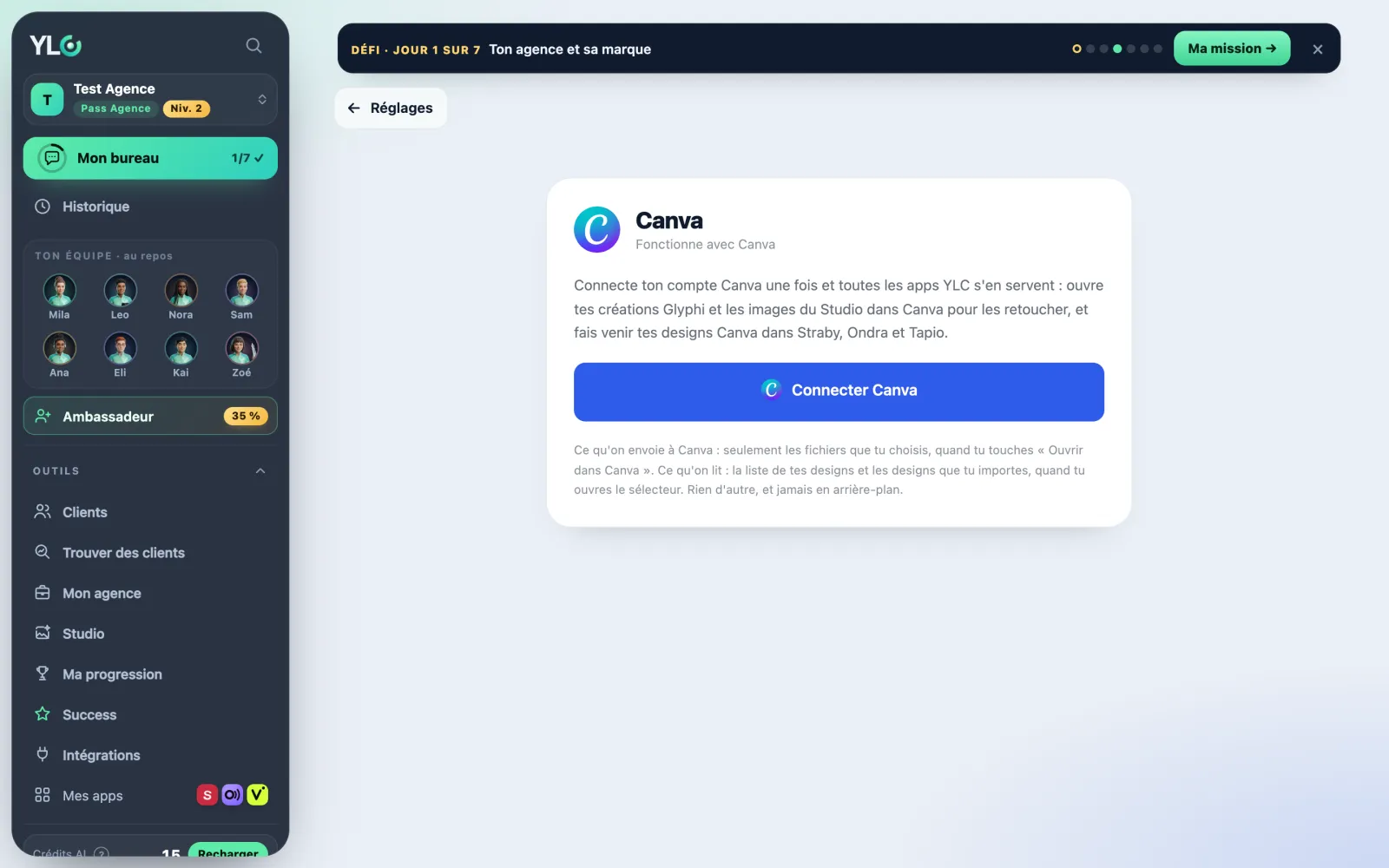 La page Canva