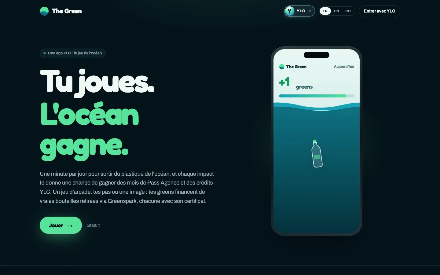 L'écran d'accueil de The Green