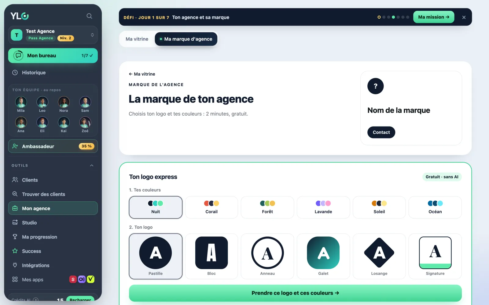 La page La marque de ton agence