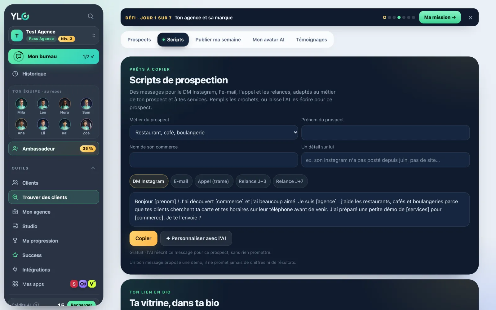 Tes scripts de prospection