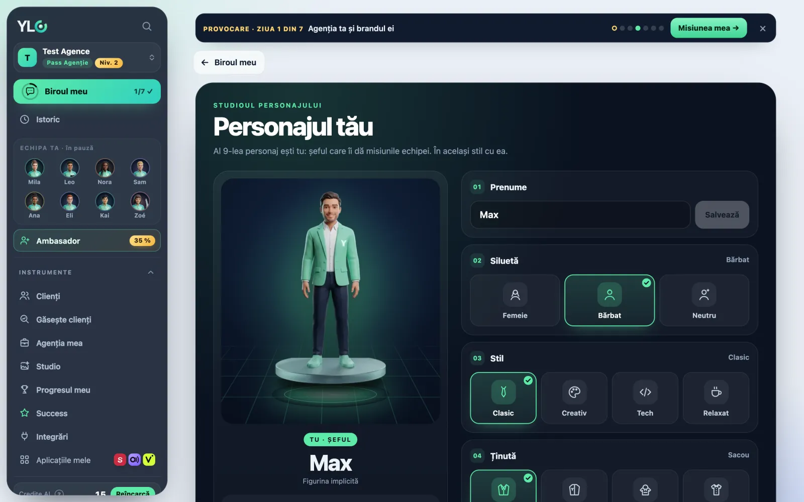 Studioul personajului tău