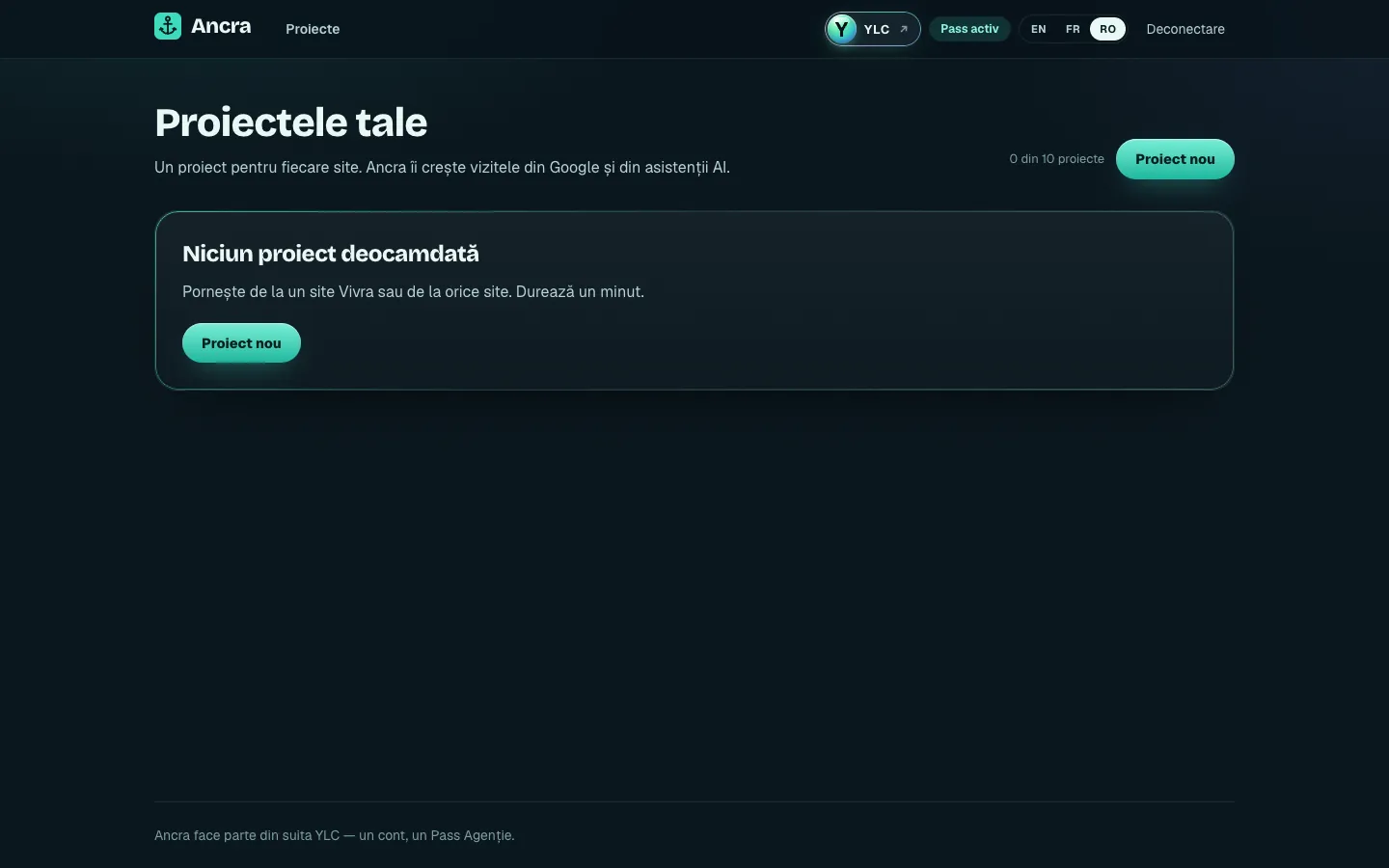 Ecranul de pornire Ancra
