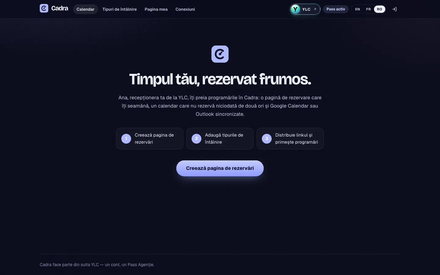 Ecranul de pornire Cadra