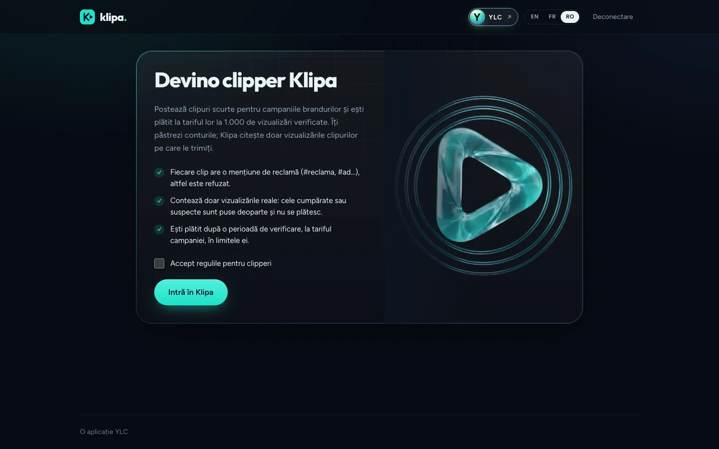 Ecranul de pornire Klipa