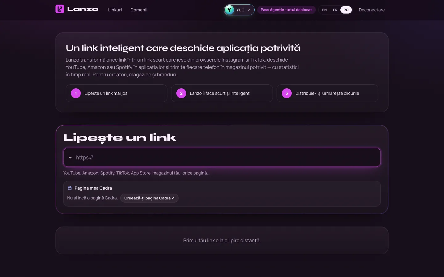 Ecranul de pornire Lanzo
