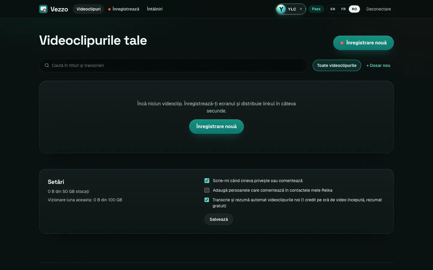 Ecranul de pornire Vezzo