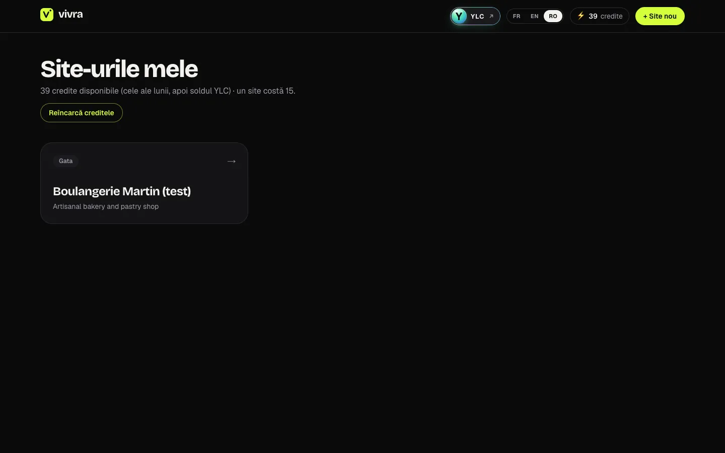Ecranul de pornire Vivra