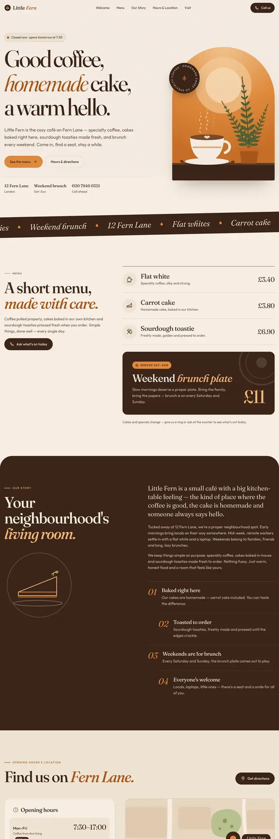 The Little Fern website, made with Vivra